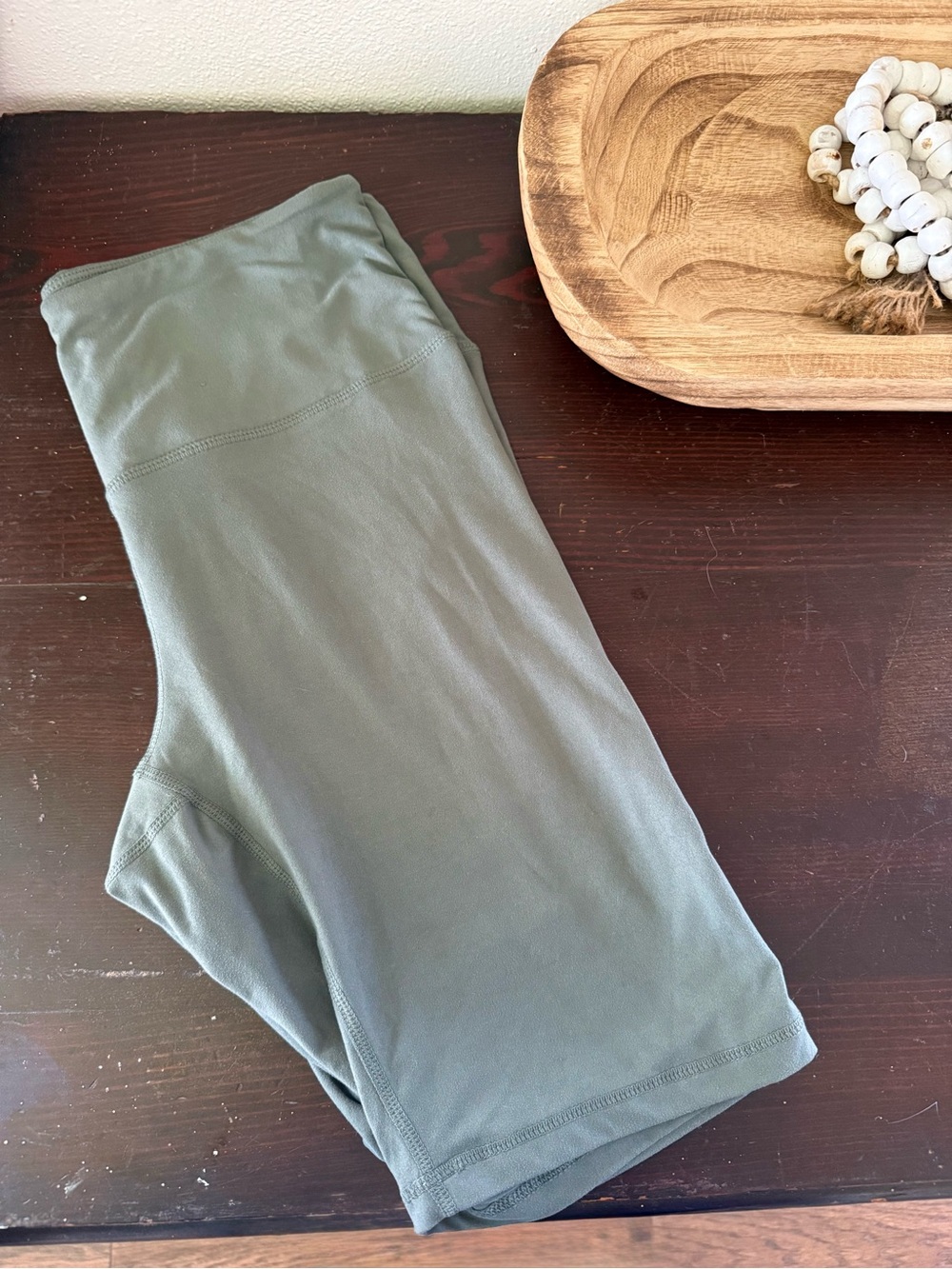 High-Waist Sage Green Biker Shorts